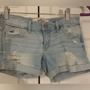 Hollister Light Blue Ripped Jean Shorts Size 00/23